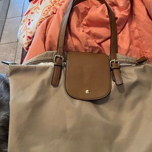 Kate and Alex Tan and Brown Women's Nylon Tote Bag